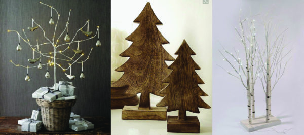 3 photos de proposition d'alternative au sapin classique ici 3 sapins en bois