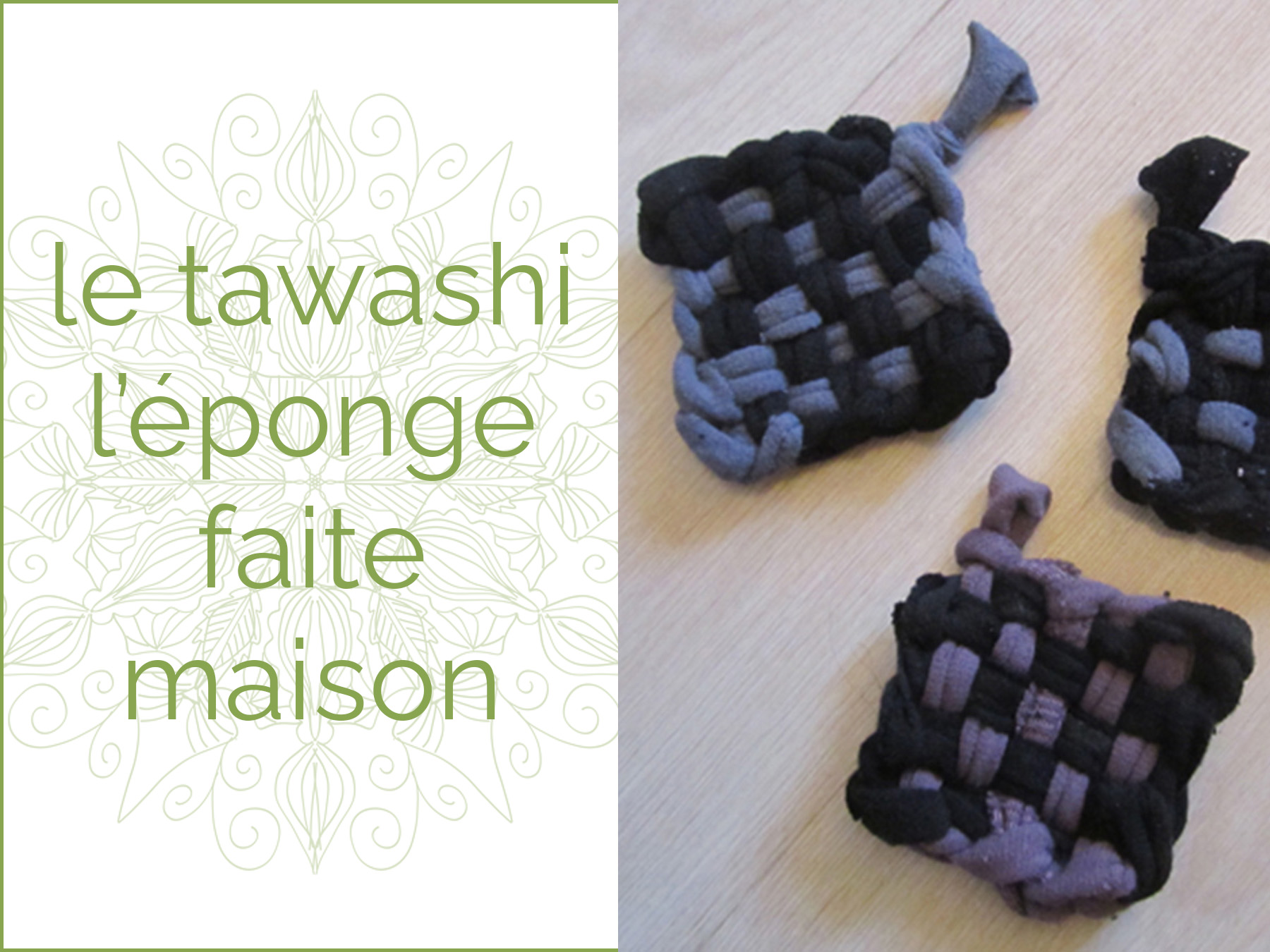 Photo de 3 Tawashis, le tawashi est une éponge faite maison